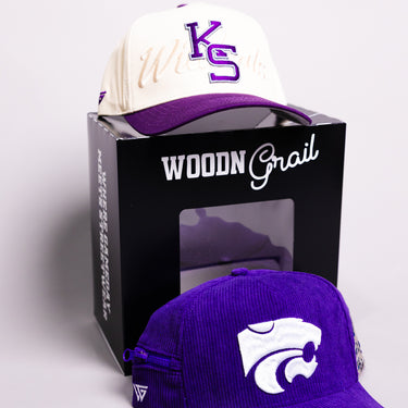 Kansas State Wildcats 2 Hat Bundle Cream & Purple - Angled View