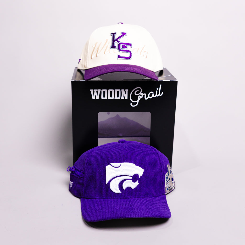 Kansas State Wildcats 2 Hat Bundle Cream & Purple - Front Panel