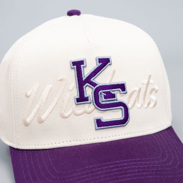 Kansas State Wildcats Hat Cream & Purple KS Snapback - Front Detail