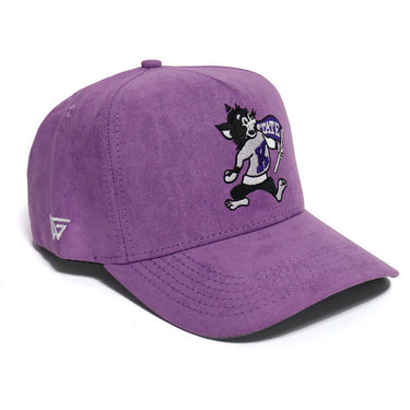 Kansas State Wildcats Hat Purple Suede Mascot Snapback - Angled View
