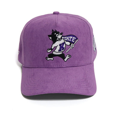 Kansas State Wildcats Hat Purple Suede Mascot Snapback - Front Panel