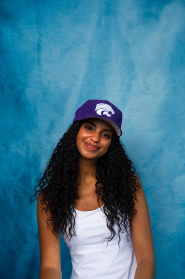 Kansas State Wildcats Stadium Hat Purple Corduroy Grey Underbrim Snapback - On Model Lifestyle