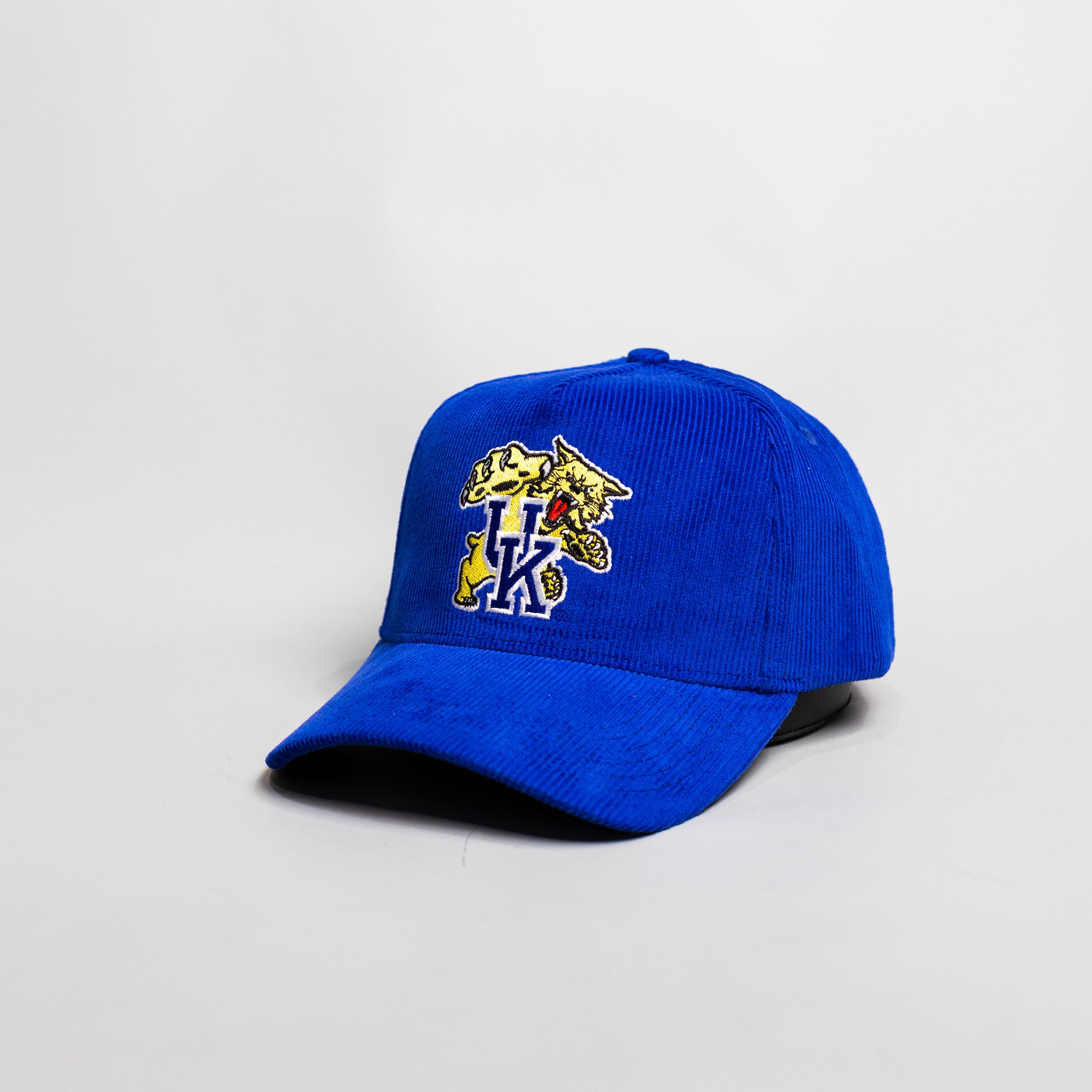 Kentucky Wildcats Corduroy Hat Royal Blue Wildcat Logo Snapback All-Corduroy - Angled View