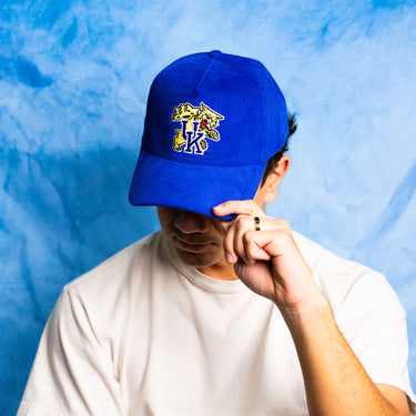 Kentucky Wildcats Corduroy Hat Royal Blue Wildcat Logo Snapback All-Corduroy - On Model Lifestyle
