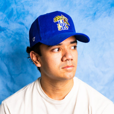 Kentucky Wildcats Corduroy Hat Royal Blue Wildcat Logo Snapback All-Corduroy - On Model Portrait Lifestyle