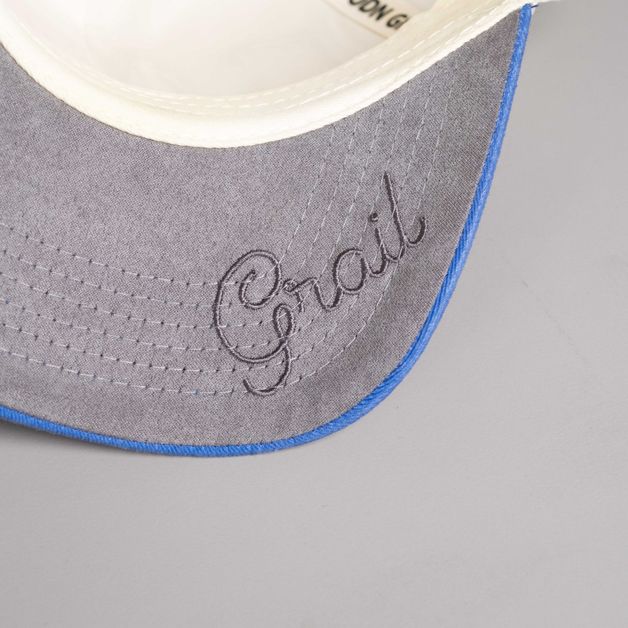 Kentucky Wildcats Hat Cream & Blue Suede Sun Fade Snapback - Underbrim Detail