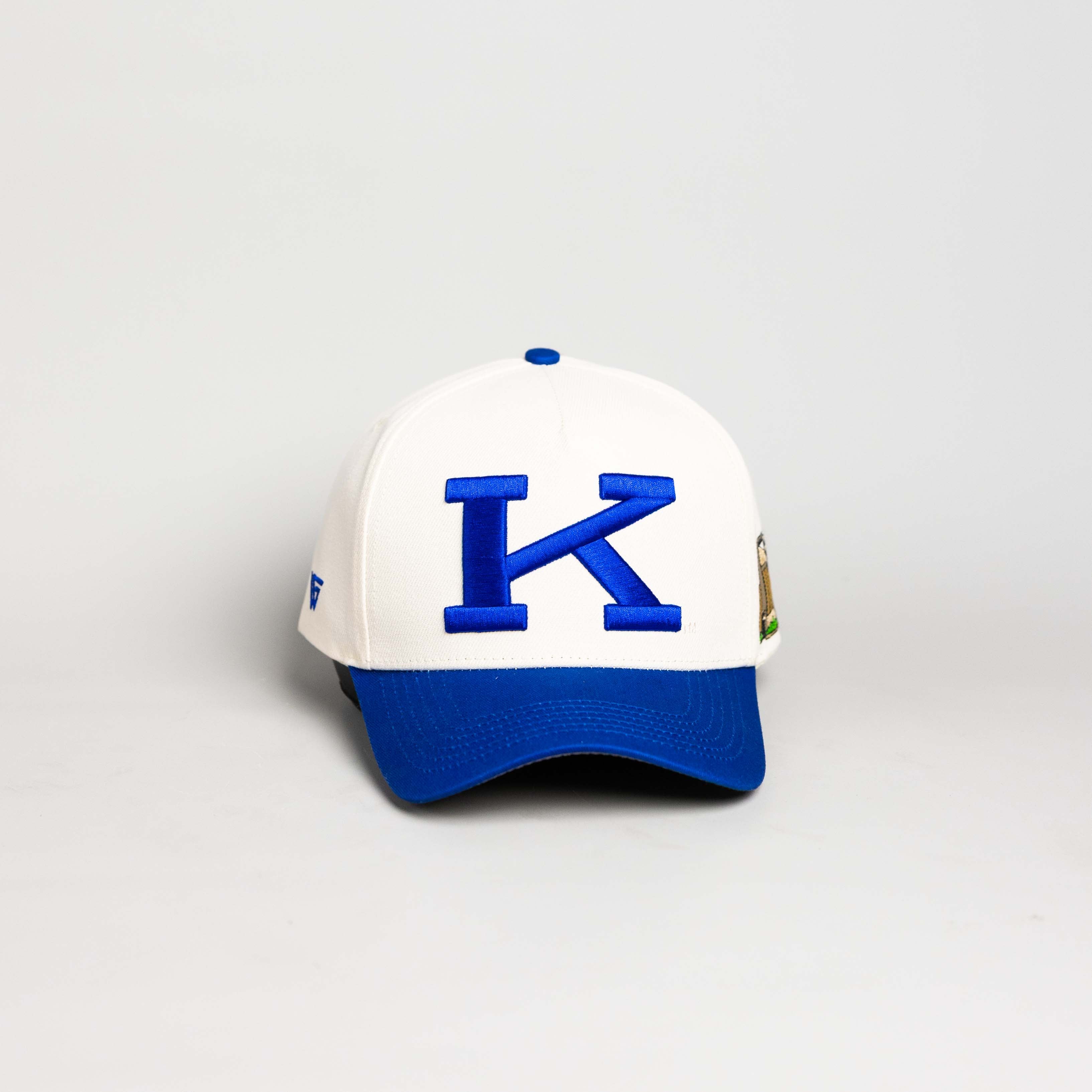 Kentucky Wildcats Hat Cream & Royal Blue Side Stadium Patch - Front Panel