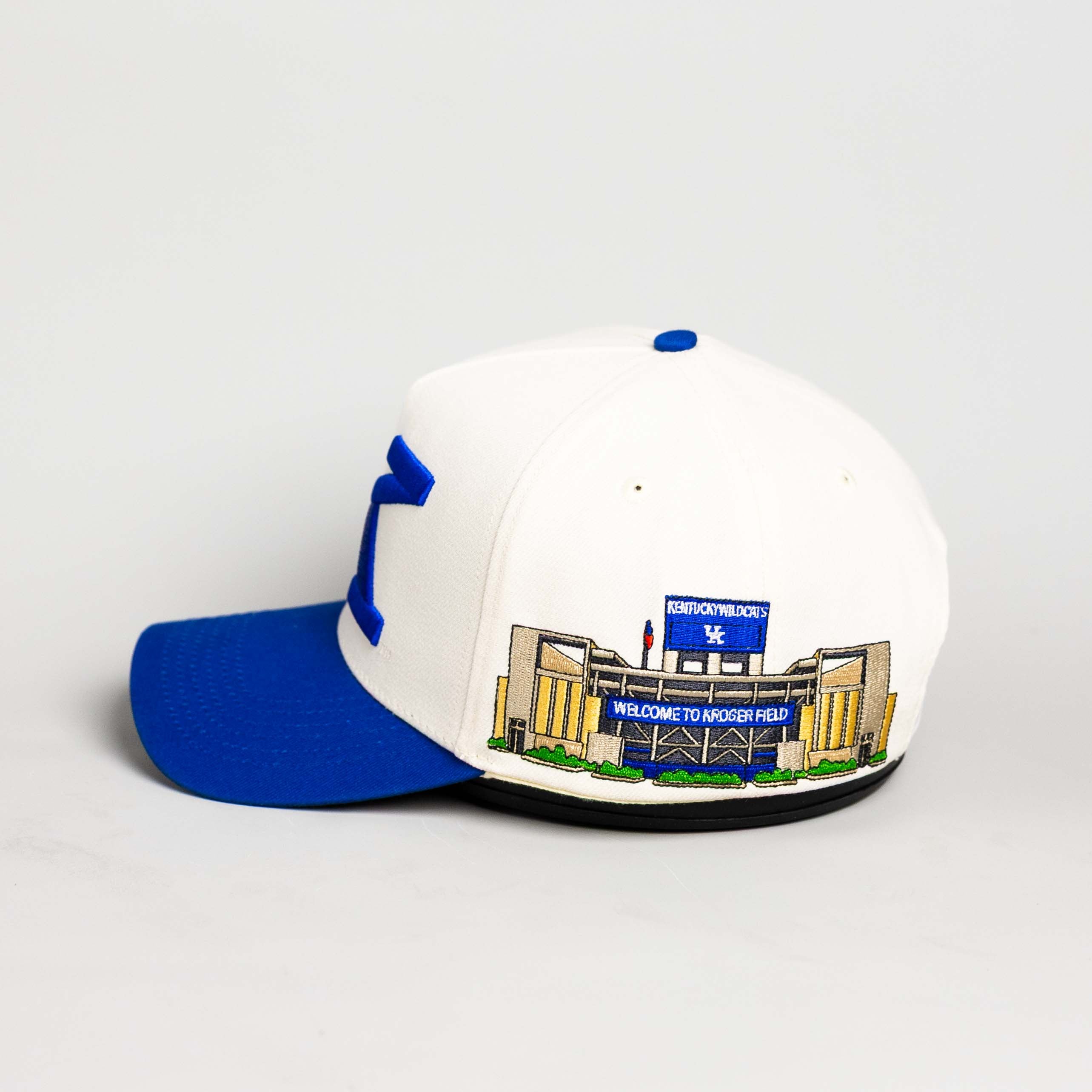 Kentucky Wildcats Hat Cream & Royal Blue Side Stadium Patch - Side Stadium