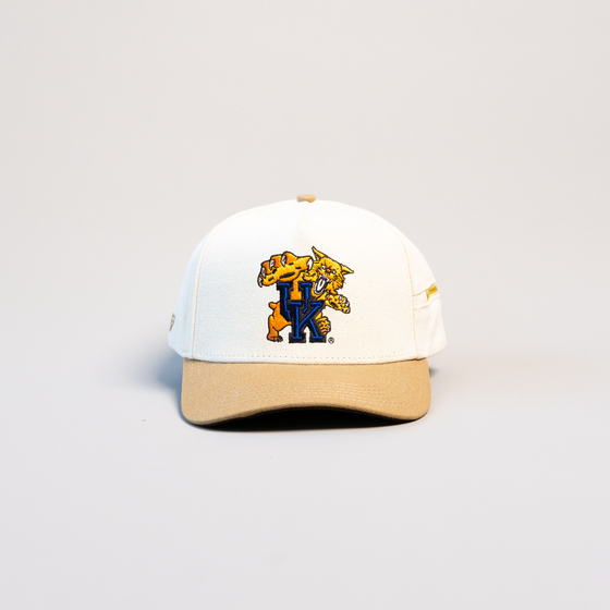 Kentucky Wildcats Hat Cream & Tan Jobsite Snapback - Front Panel