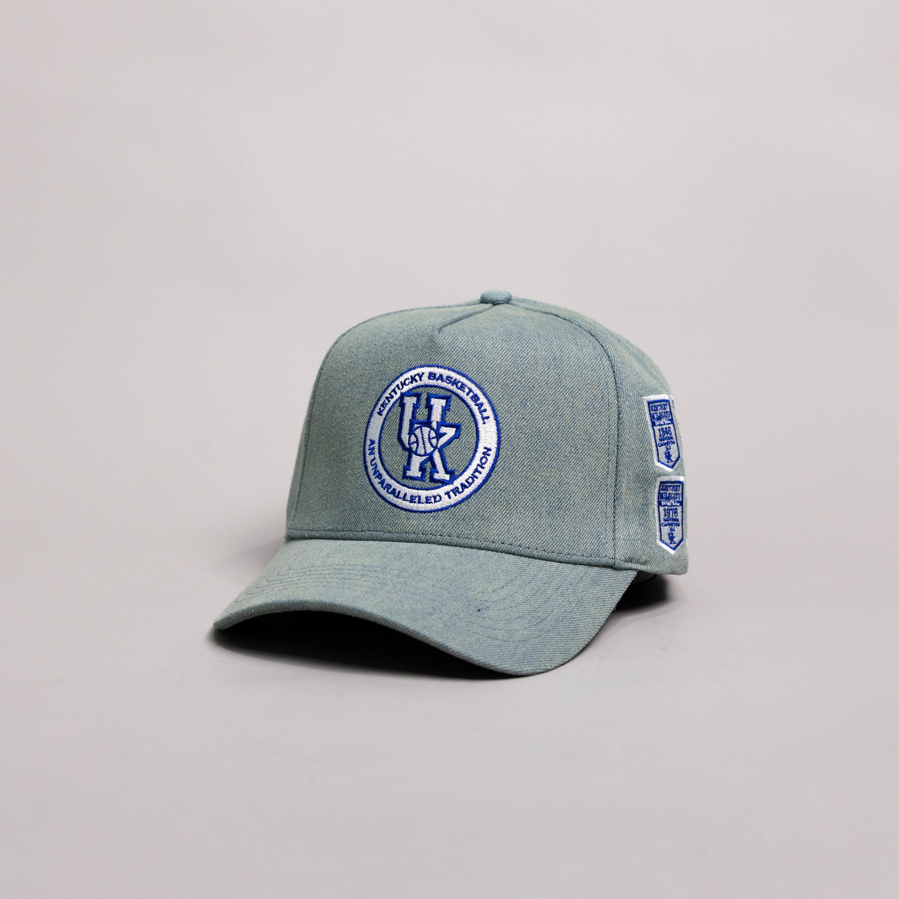 Kentucky Wildcats Hat Denim Banners Snapback - Angled View
