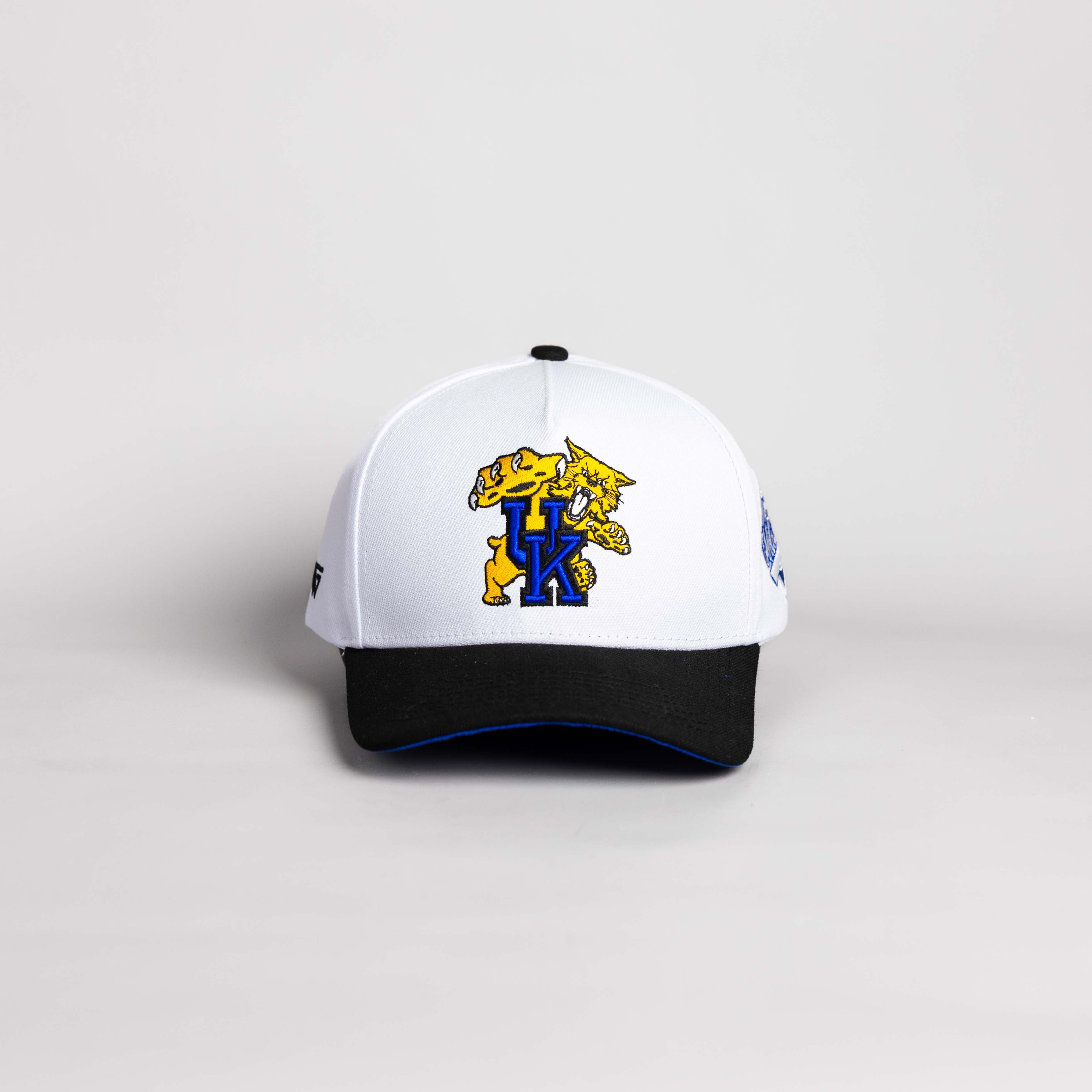 Kentucky Wildcats Hat White and Black Suede Color Splash Snapback - Front Panel