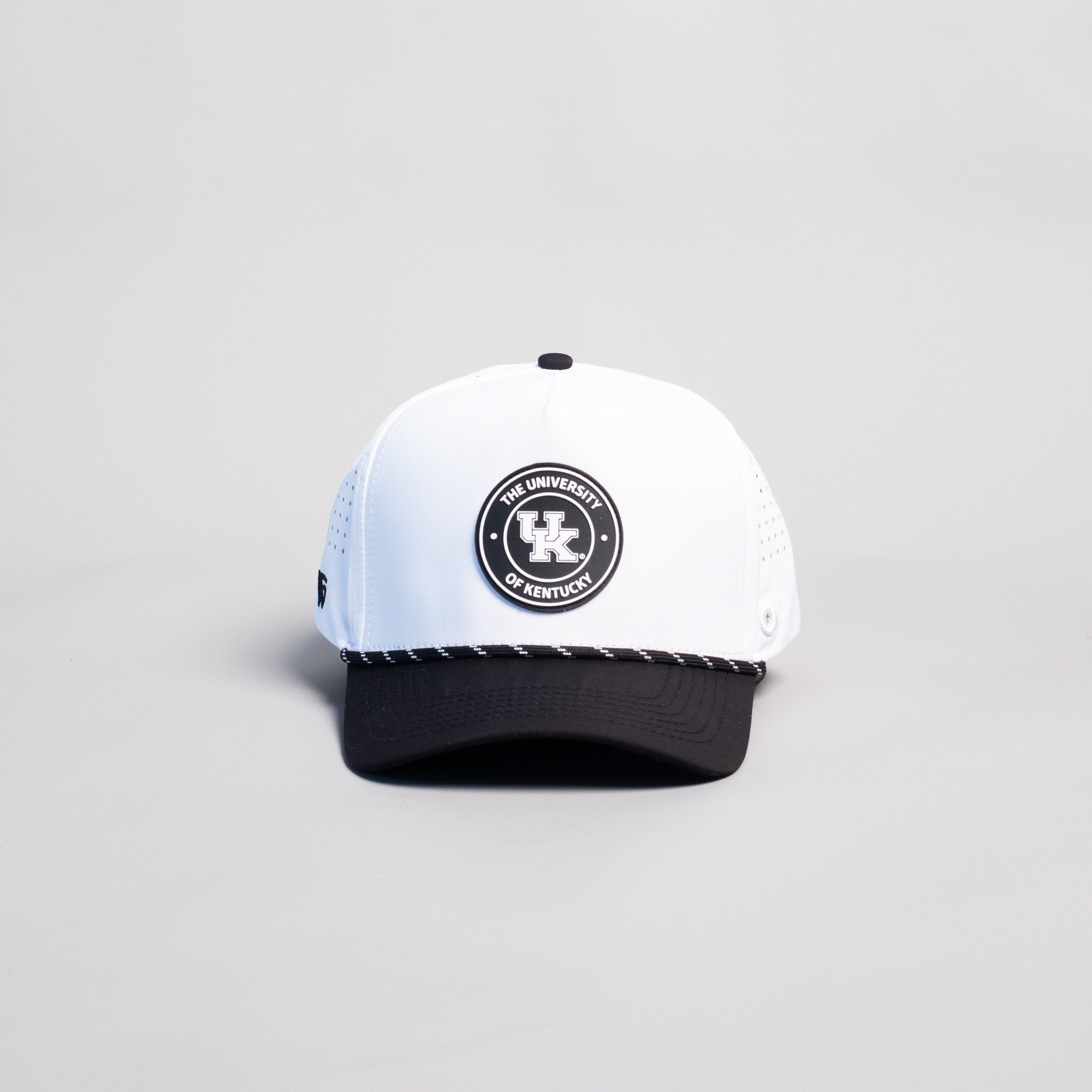 Kentucky Wildcats Hat White & Black Tee Box Performance Rope Snapback - Front Panel