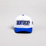 Kentucky Wildcats Hat White & Royal Blue Corduroy Stadium Pulse Snapback - Front Panel