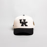 Kentucky Wildcats UK Hat Cream Black Brim Gold Wildcats Patch Snapback UK - Front Panel