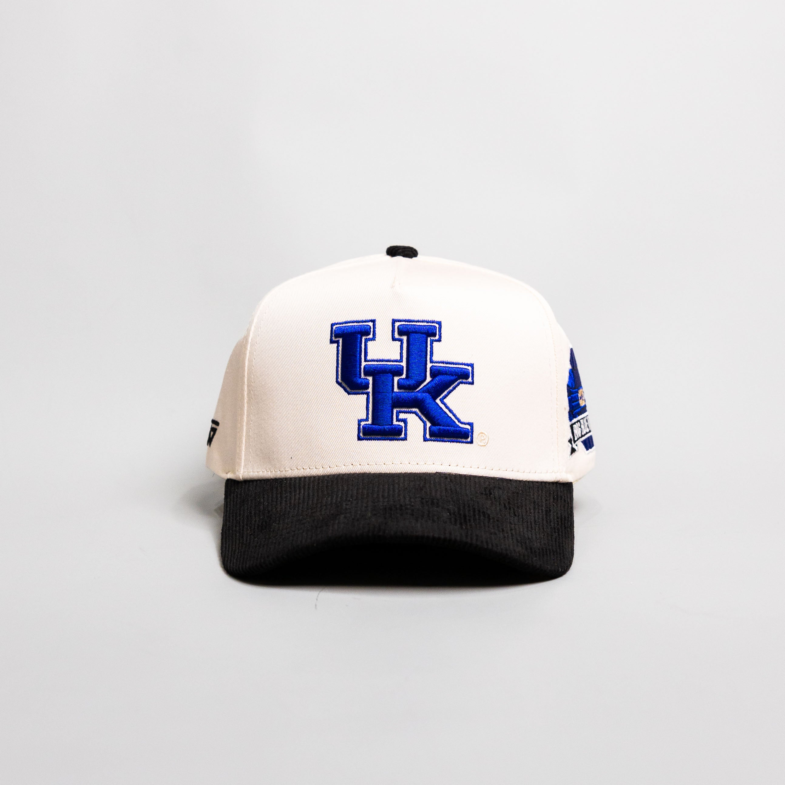 Kentucky Wildcats UK Hat Cream Black Corduroy Brim Wildcats Patch Snapback - Front Panel