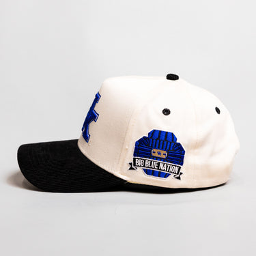 Kentucky Wildcats UK Hat Cream Black Corduroy Brim Wildcats Patch Snapback - Side Patch