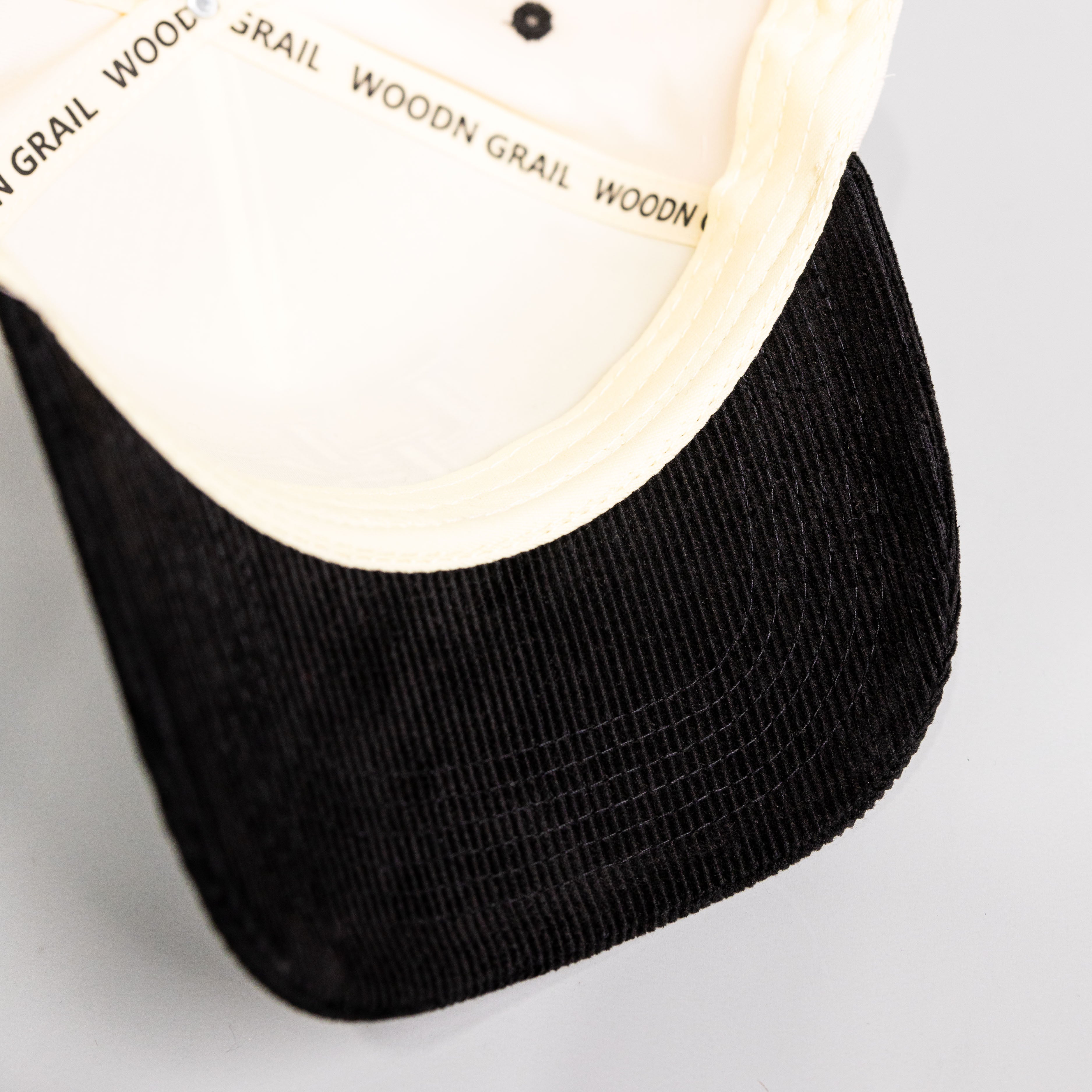 Kentucky Wildcats UK Hat Cream Black Corduroy Brim Wildcats Patch Snapback - Underbrim Detail
