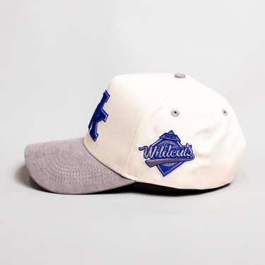 Kentucky Wildcats UK Hat Cream Grey Suede Brim Wildcats Patch Snapback UK - Side Patch
