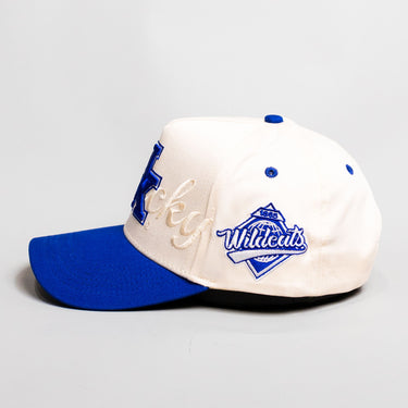Kentucky Wildcats UK Hat Cream Royal Blue Brim Wildcats Patch Rope Snapback - Side Patch