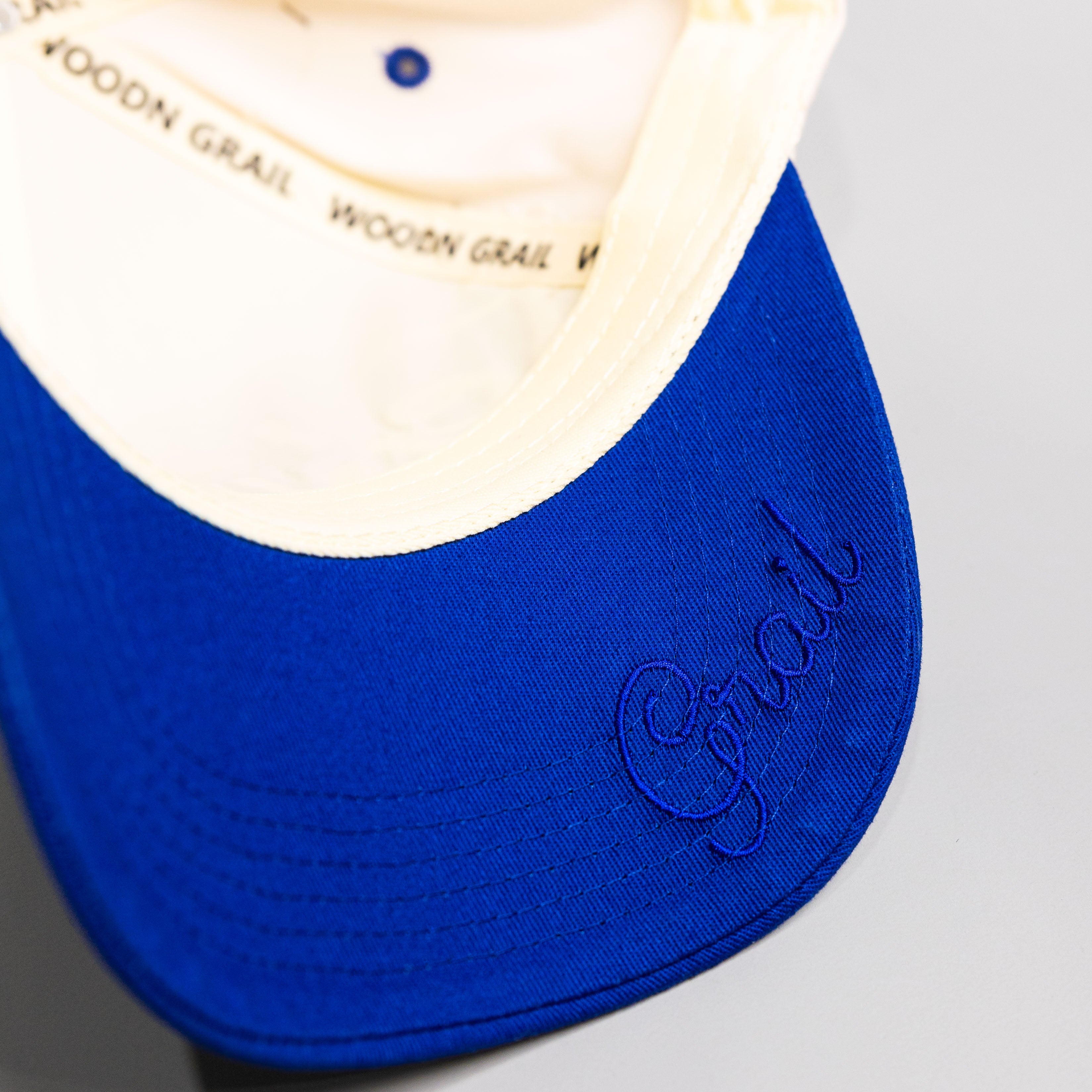 Kentucky Wildcats UK Hat Cream Royal Blue Brim Wildcats Patch Rope Snapback - Underbrim Detail