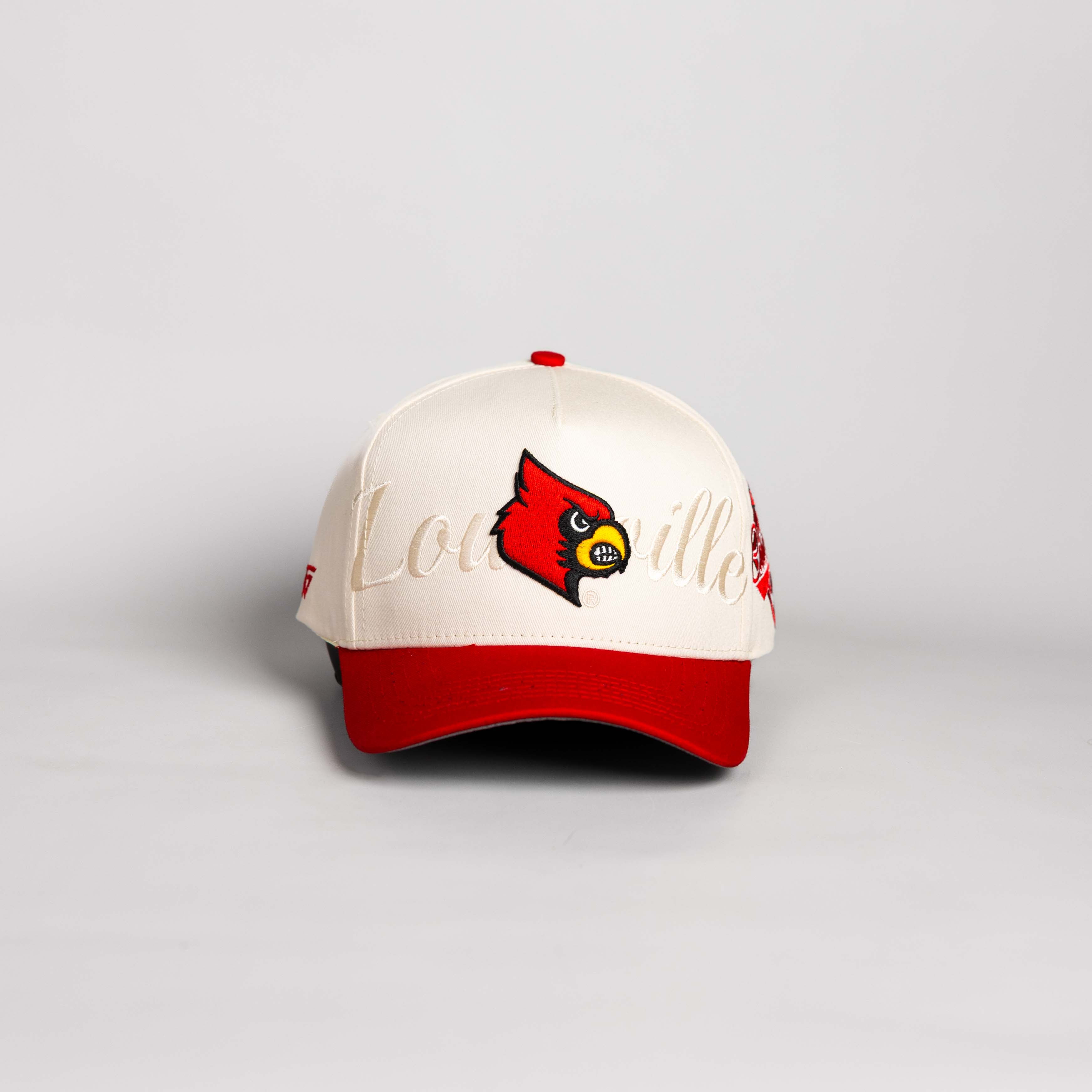 Louisville Cardinals Hat Cream & Cardinal Logo Script - Front Panel