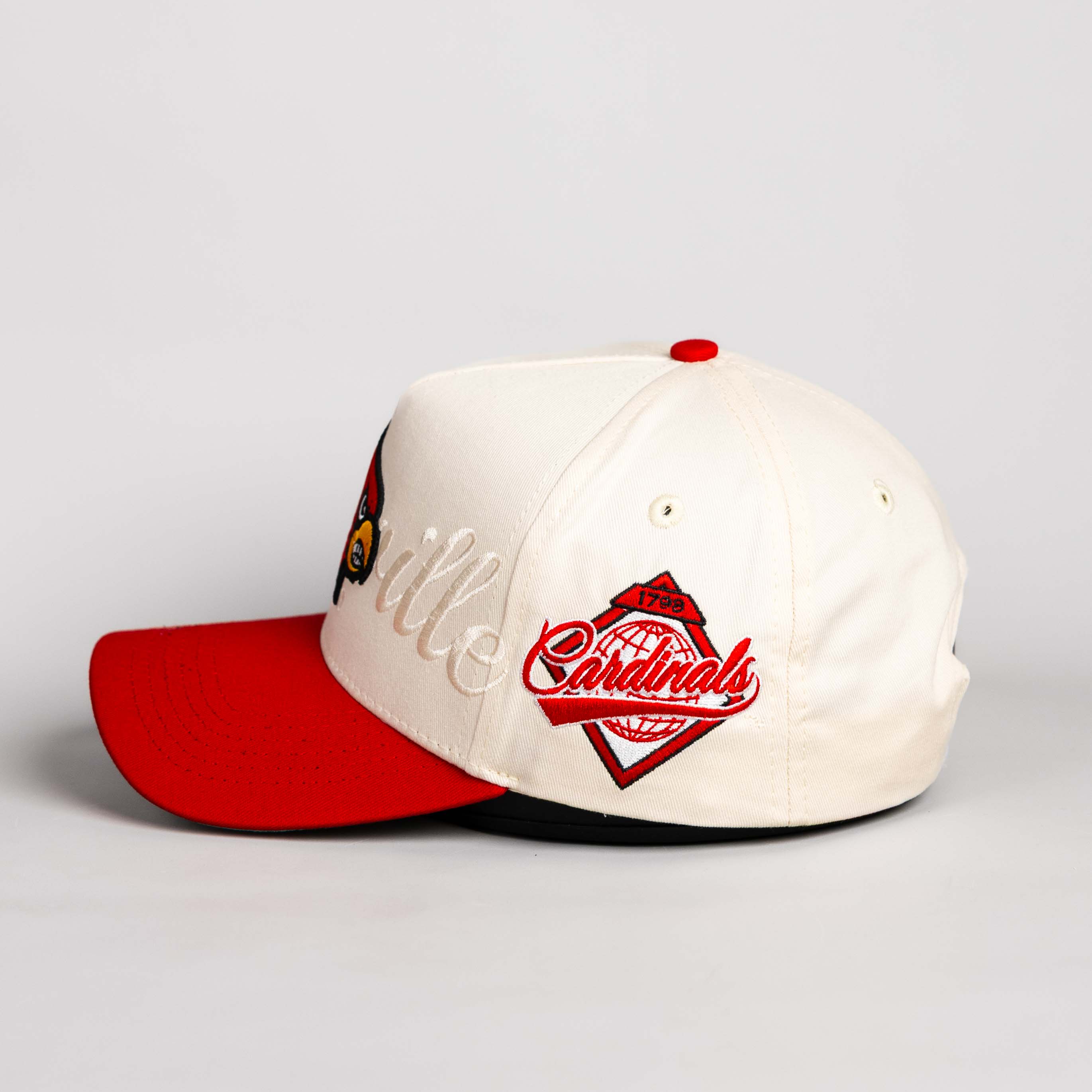 Louisville Cardinals Hat Cream & Cardinal Logo Script - Side Patch