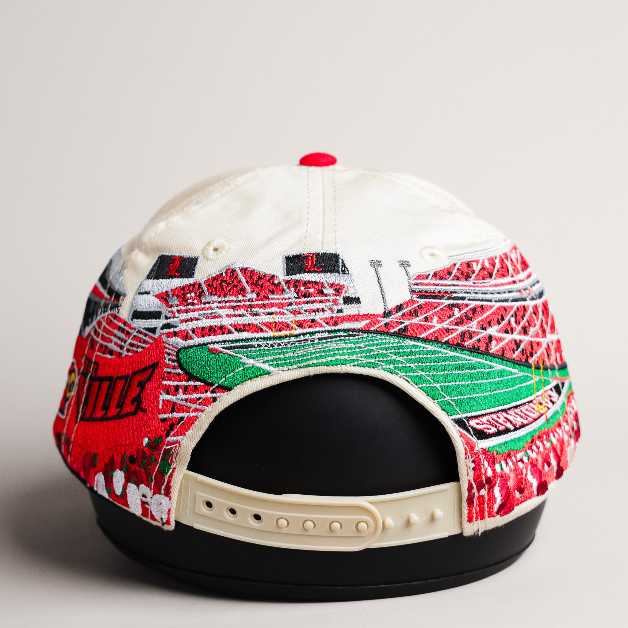 Louisville Cardinals Hat Cream & Red Home Crowd Snapback - Back View
