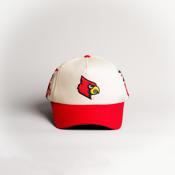 Louisville Cardinals Hat Cream & Red Home Crowd Snapback - Front Panel