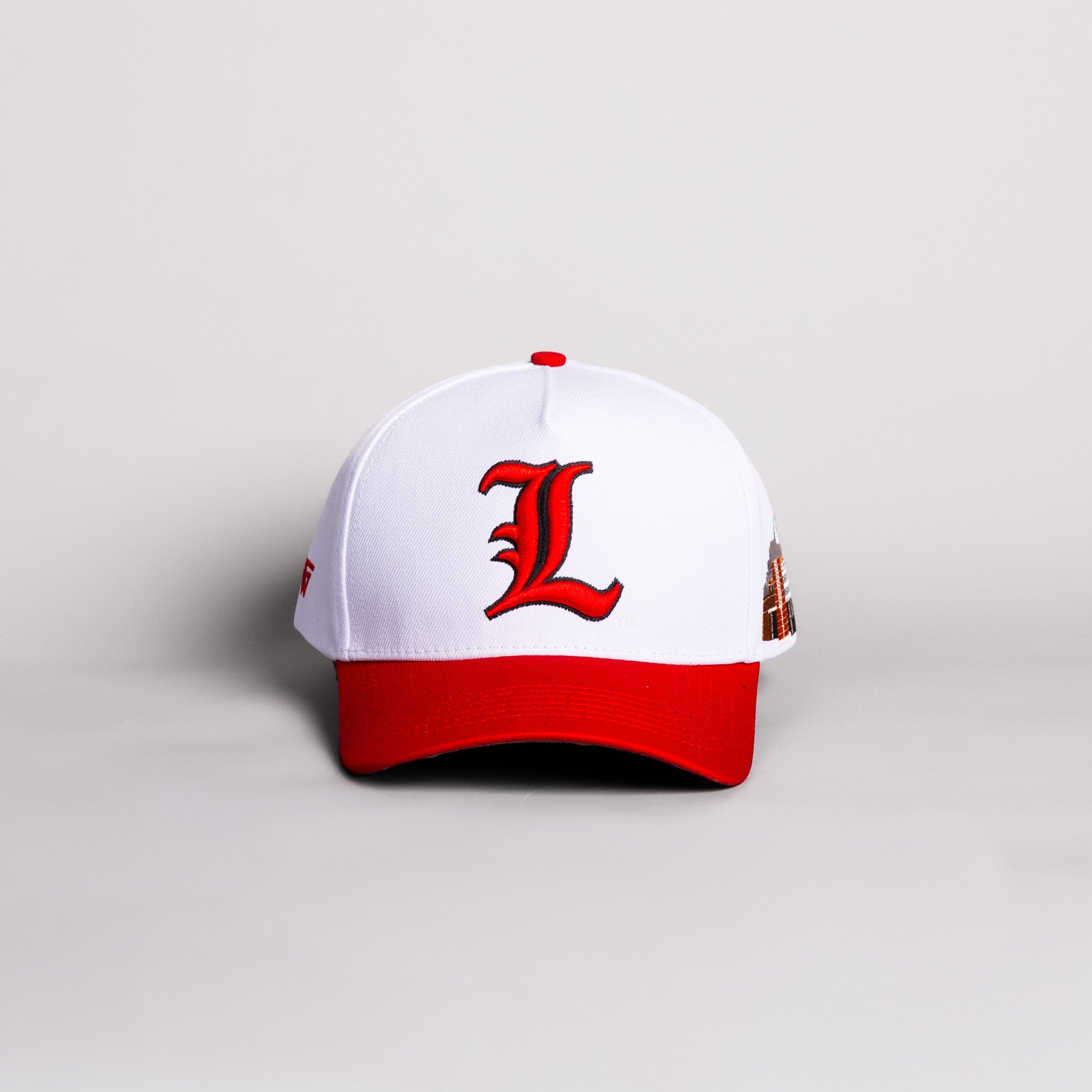 Louisville Cardinals Hat White & Red Side Stadium Snapback - Front Panel