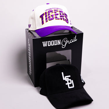 LSU Tigers 2 Hat Bundle White Purple & Black - Angled View