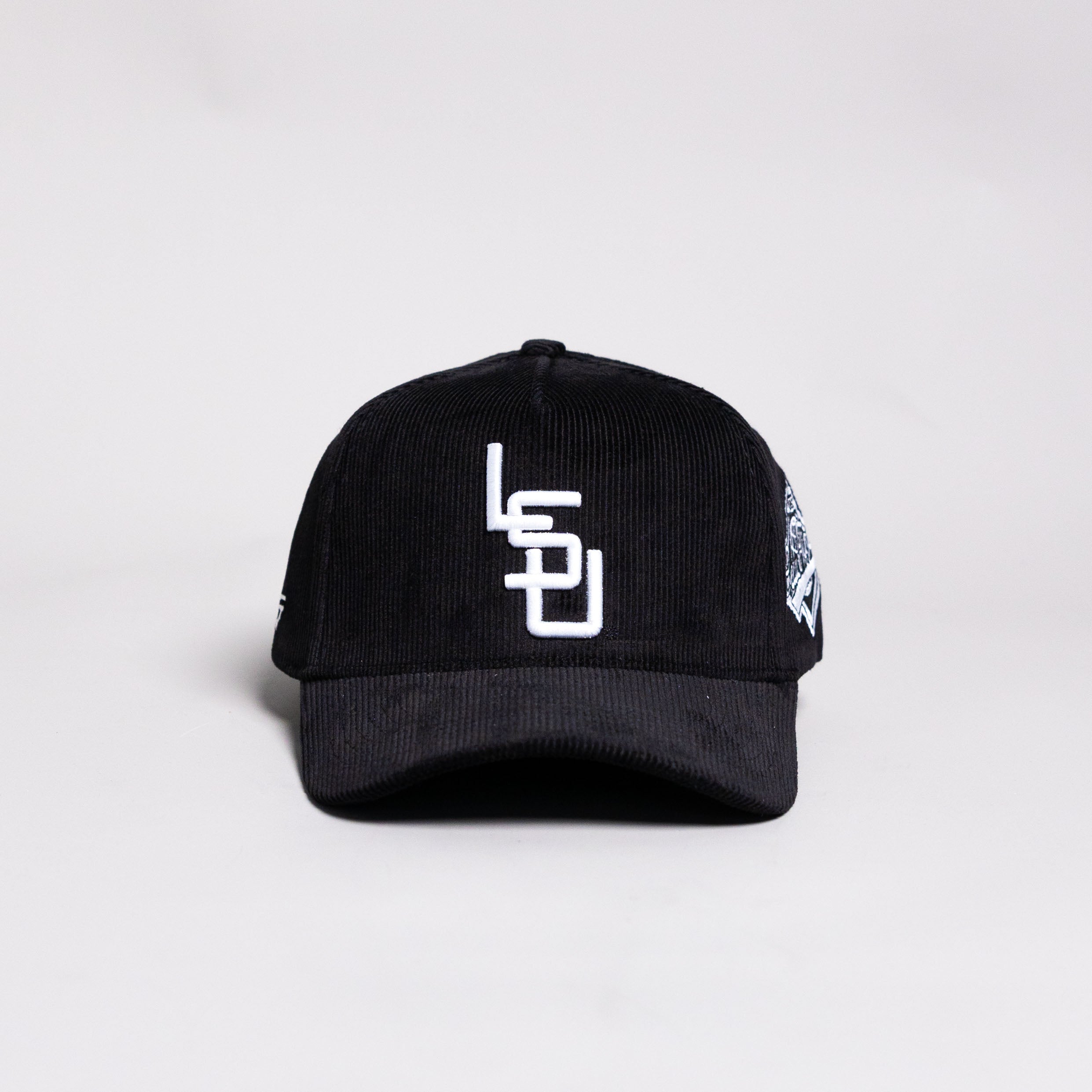 LSU Tigers Hat Black Corduroy Blacktop Snapback - Front Panel