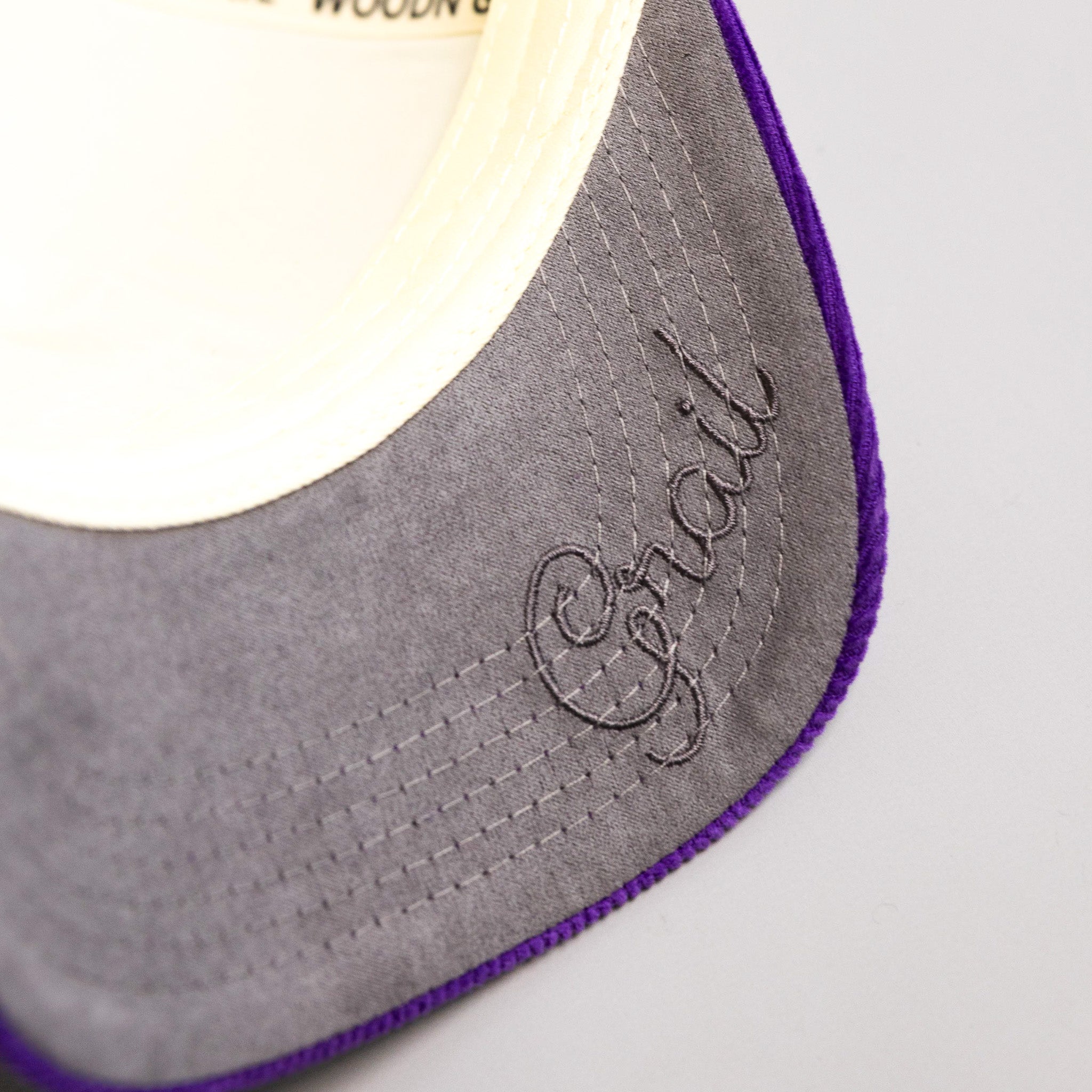 LSU Tigers Hat Cream and Purple Baseball Banners Snapback - Underbrim Detail