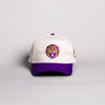 LSU Tigers Hat Cream Cotton Purple Brim Geaux Tigers Script Snapback - Front Panel