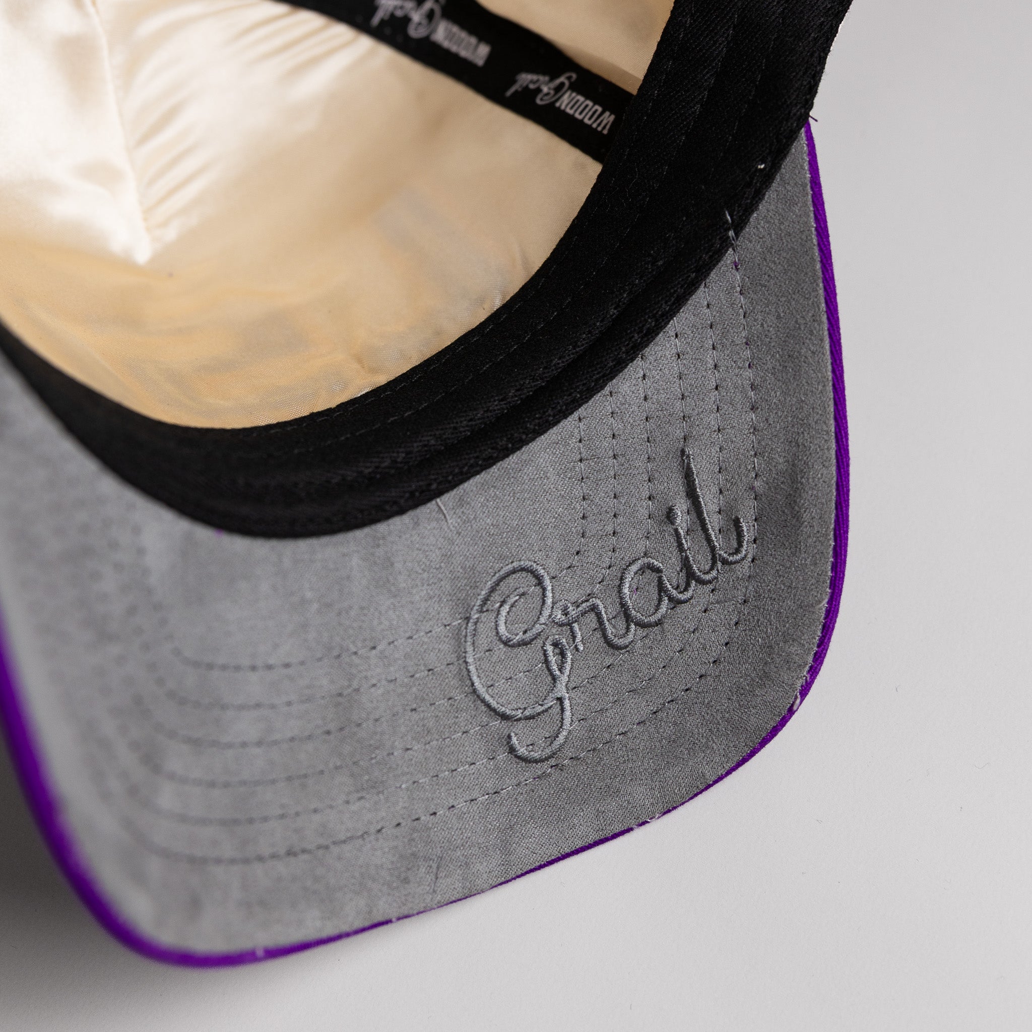 LSU Tigers Hat Cream & Purple Full Stadium Snapback - Underbrim Detail