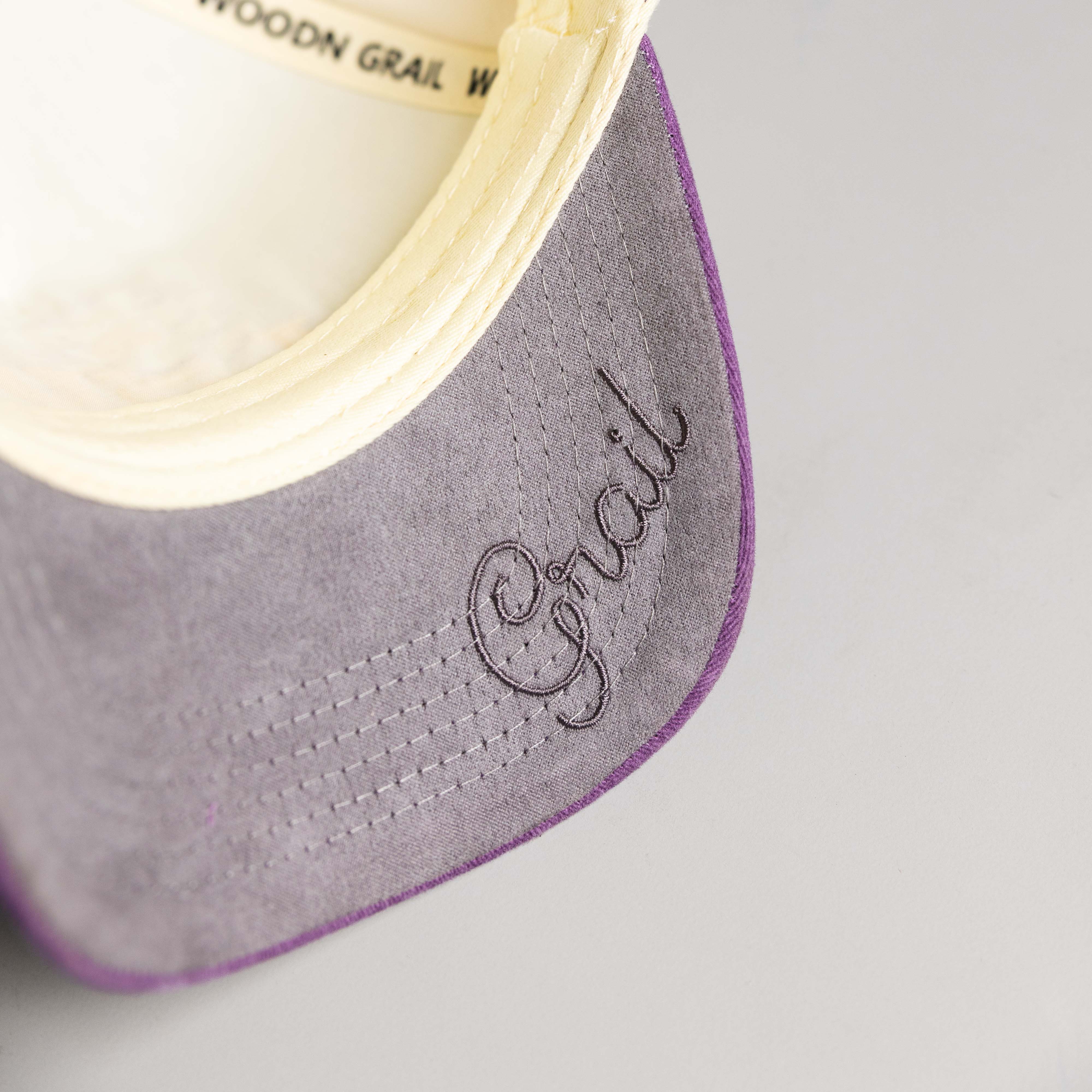 LSU Tigers Hat Cream & Purple Suede Sun Fade Snapback - Underbrim Detail
