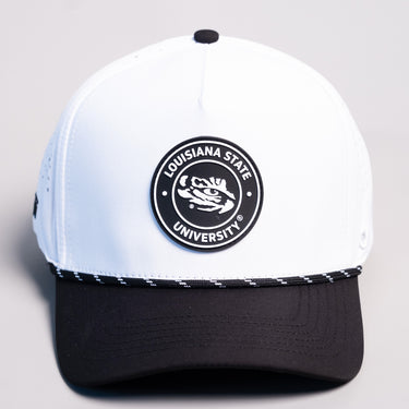 LSU Tigers Hat White Black Tee Box Performance - Front Detail
