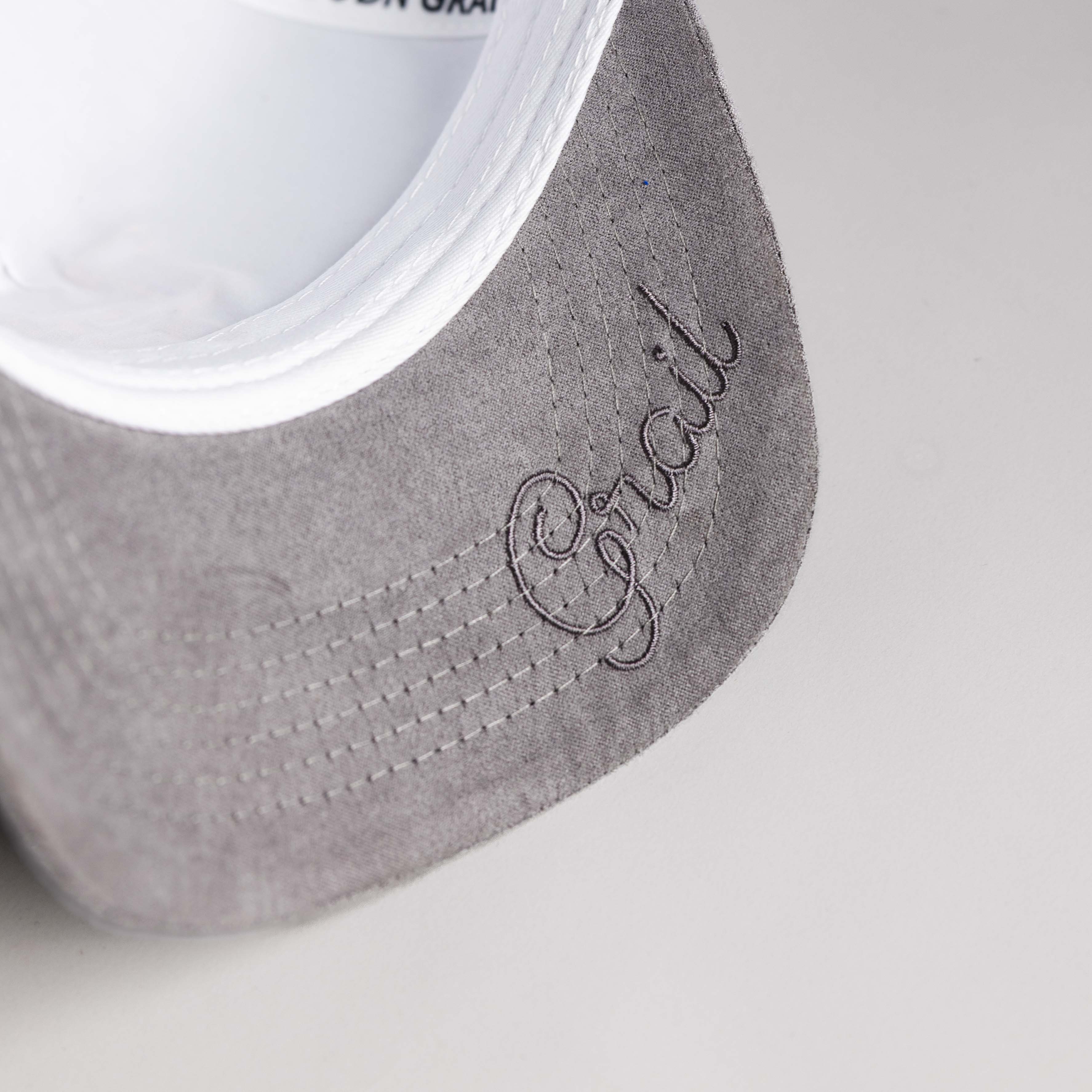 LSU Tigers Hat White & Grey Suede Side Stadium Patch - Underbrim Detail