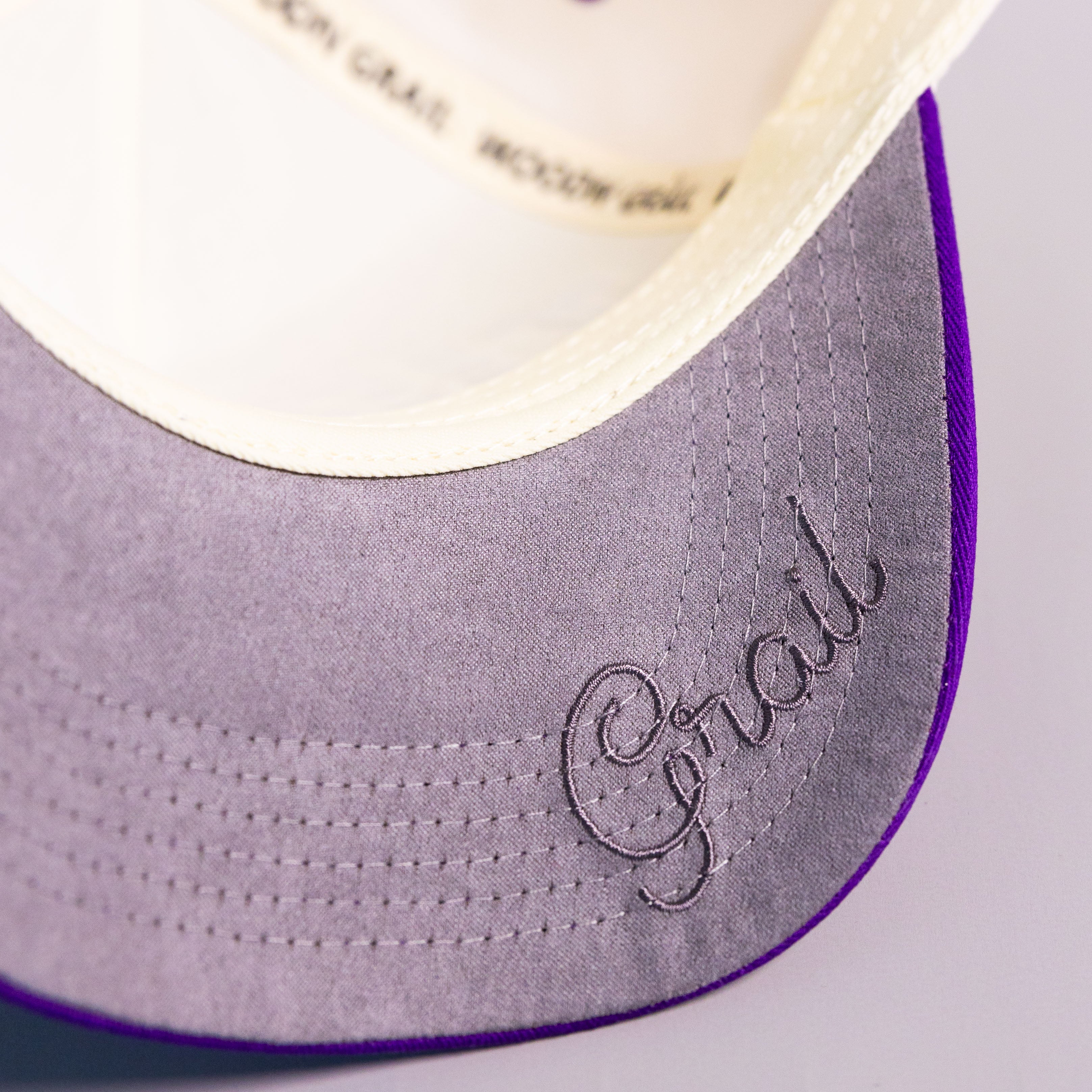 LSU Tigers Hat White Purple Brim Death Valley Patch Snapback College LSU - Underbrim Detail