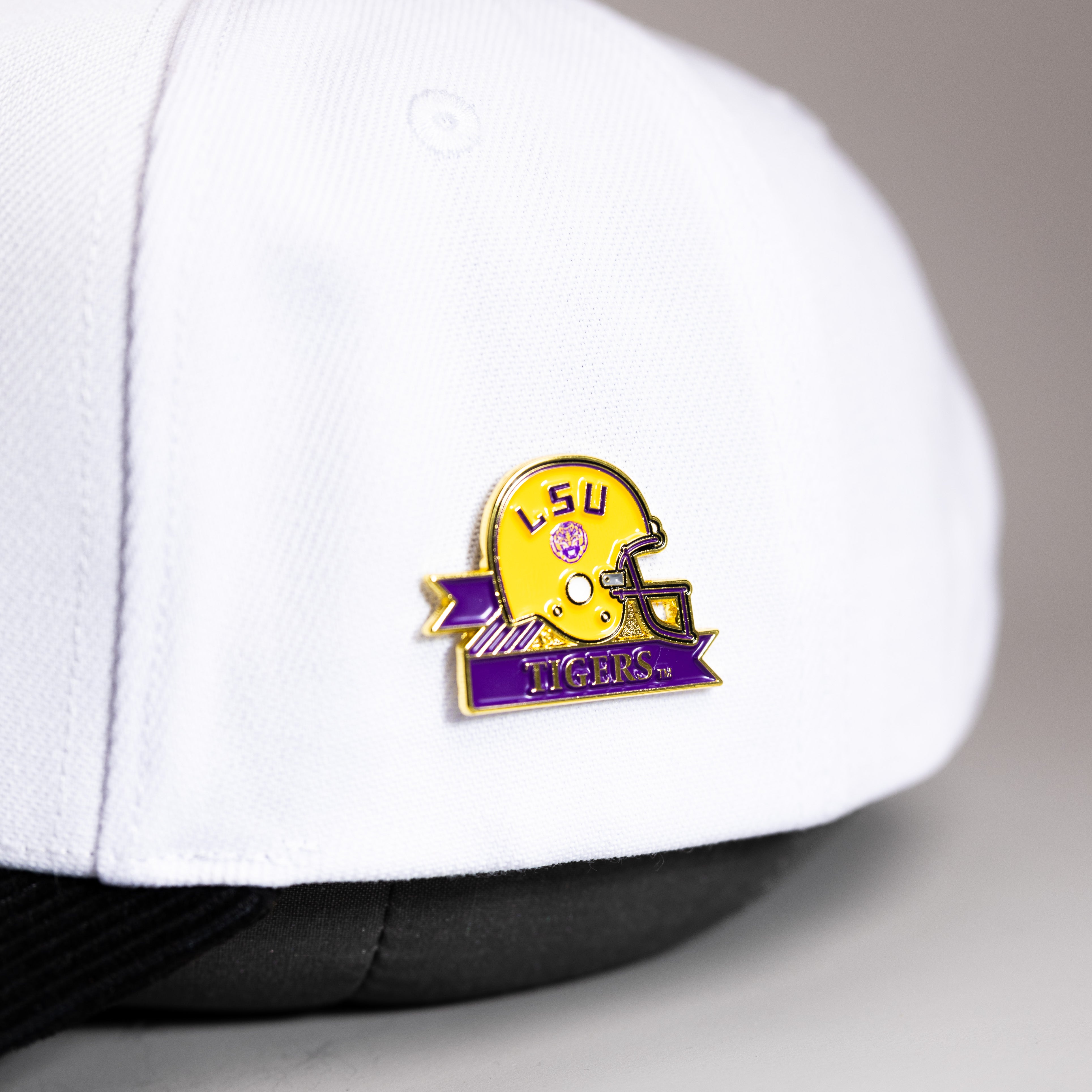 LSU Tigers Helmet Pin Officially Licensed Collectible - On Hat Detail