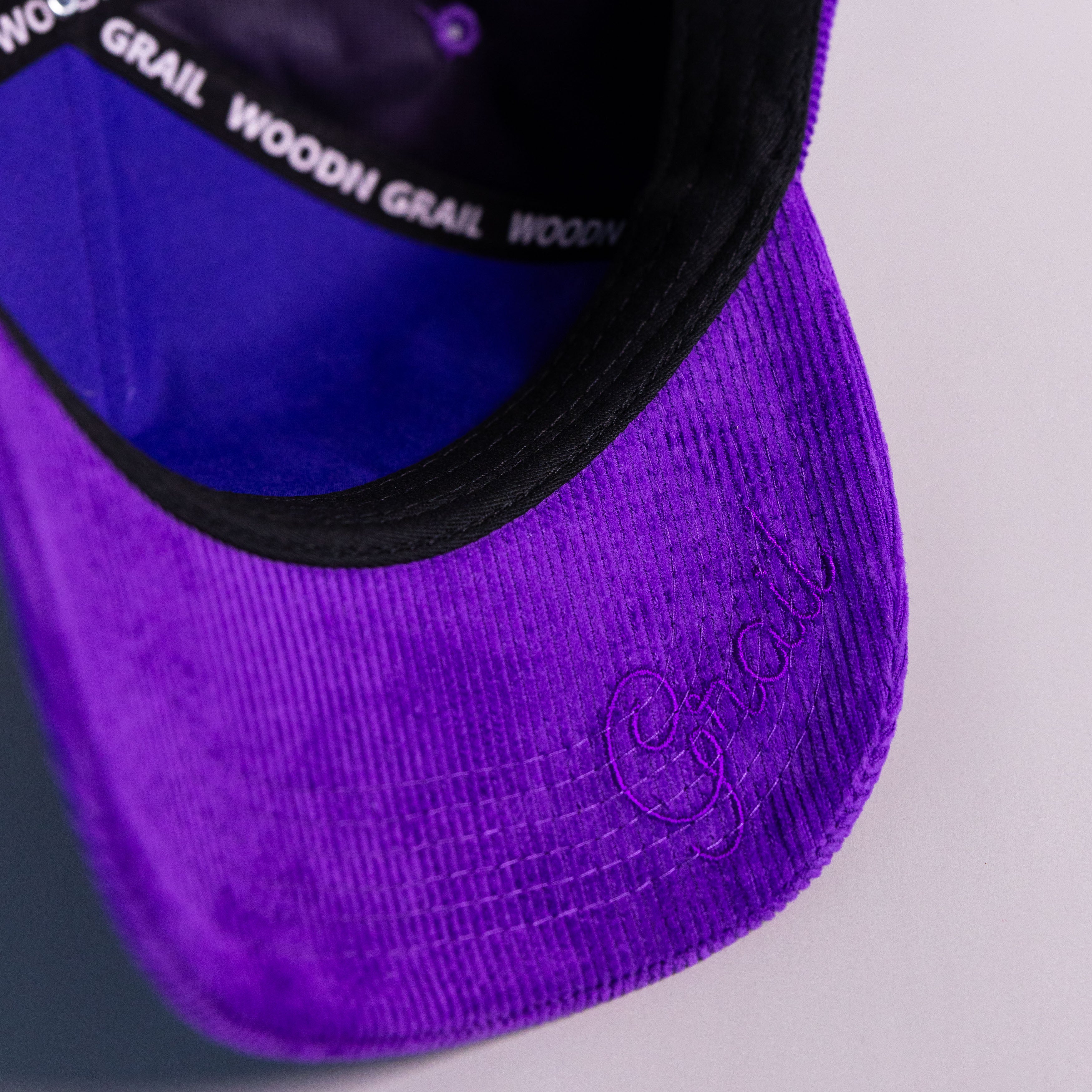 LSU Tigers Purple Corduroy Hat Championship Banners Patch Snapback LSU - Underbrim Detail