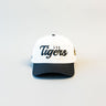LSU Tigers Script Hat White Black Brim Mascot Patch Snapback College LSU - Front Panel