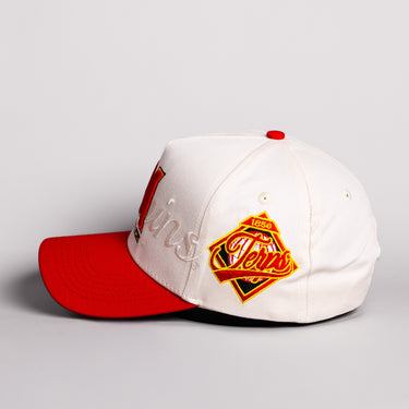 Maryland Terrapins Hat Cream & Red Script Snapback - Side Patch