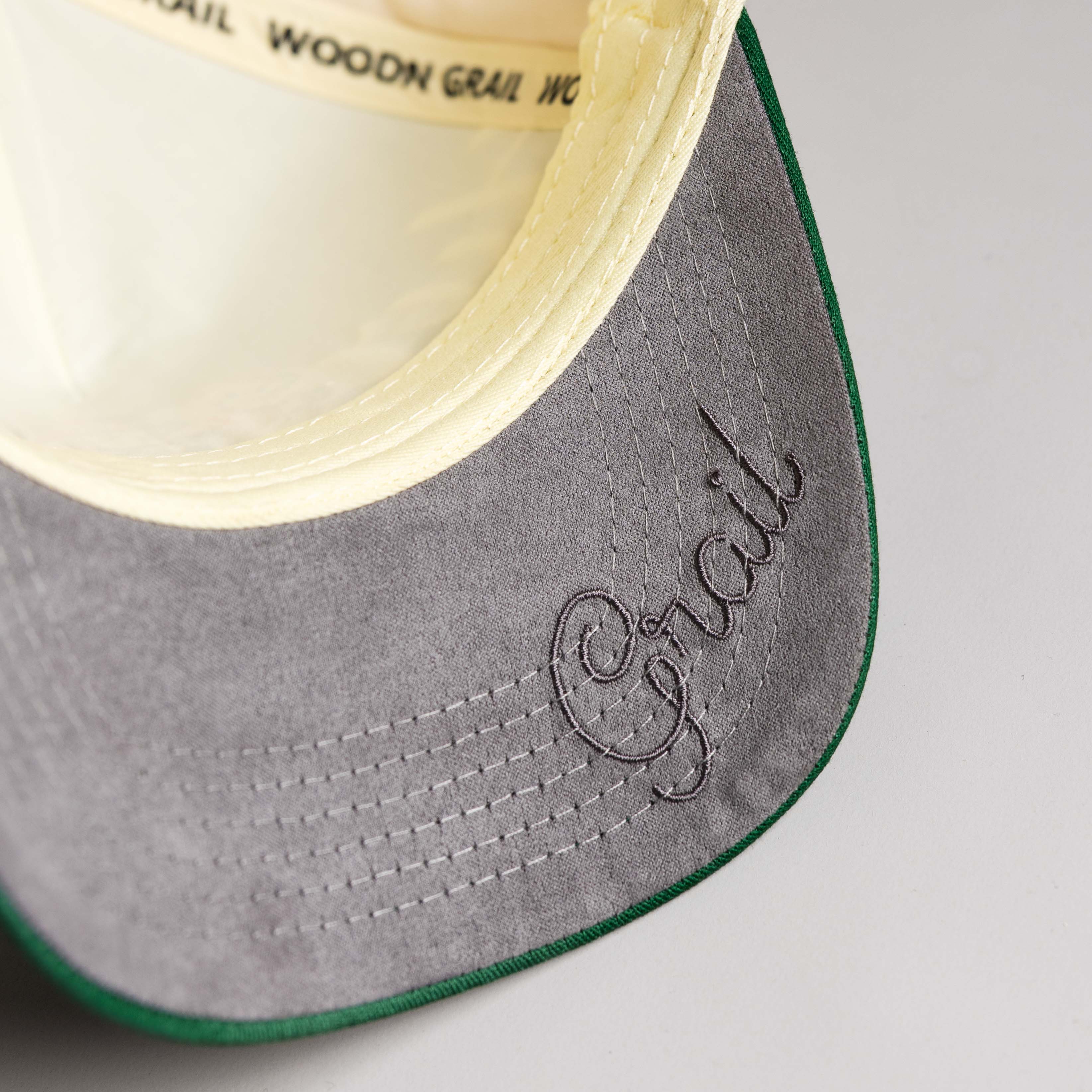 Miami Hurricanes Hat Cream & Green Script - Underbrim Detail