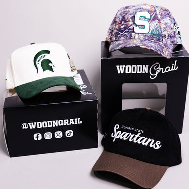 Michigan State Spartans 3 Hat Bundle White Camo & Black - Angled View