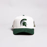 Michigan State Spartans Courtside Hat White Green Suede Brim Trophy Snapback - Front Panel