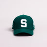 Michigan State Spartans Green Wool Snapback Hat with Block S Logo and University Seal Patch - Front Panel