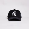 Michigan State Spartans Hat Black Corduroy White Logo Side Patch Snapback - Front Panel