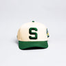 Michigan State Spartans Hat Cream & Green Arena Snapback - Front Panel