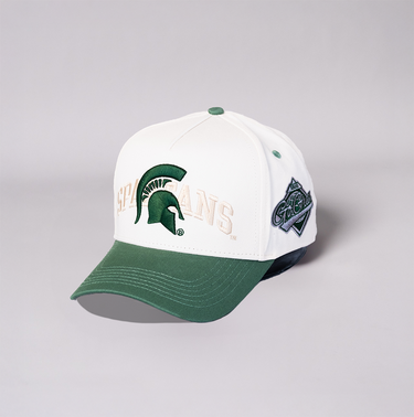 Michigan State Spartans Hat Cream & Green Snapback - Angled View