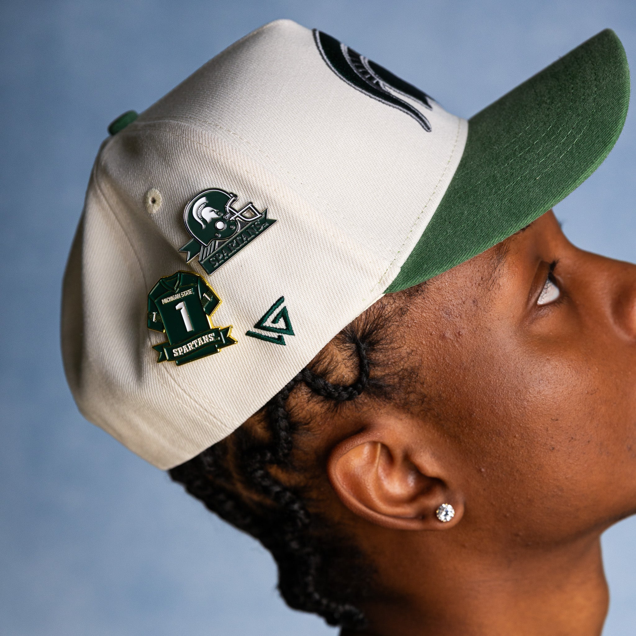 Michigan State Spartans Hat Cream & Green Sun Fade - On Model Lifestyle B
